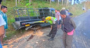 Rem Blong, Grandmax Bermuatan Jagung Dan Lima Penumpang Alami Laka Tunggal