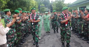 Dandim Ponorogo Sambut Kedatangan Anggota Purna Tugas Satgas Apter