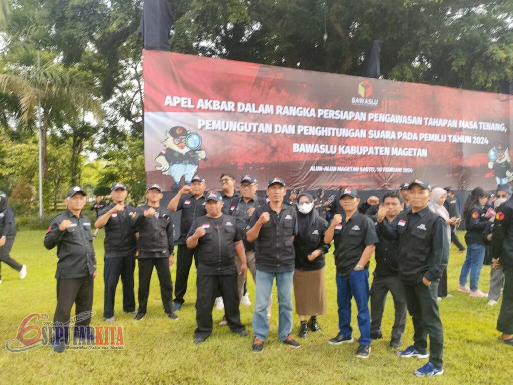 Jelang Masa Tenang, Bawaslu Magetan Gelar Apel Akbar