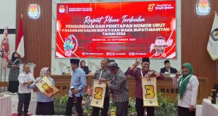 KPU Magetan Tetapkan Nomer Urut Paslon Bupati dan Wakil Bupati 2024