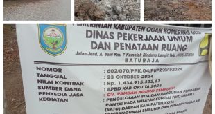 Masa Kontrak Habis Pembangunan Embung Belum Selesai, PUPR KAB OKU Tutup Mata