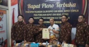 Rapat Pleno Terbuka KPU OKU Menetapkan H Teddy Meilwansyah dan Ir H Marjito Bachri Sebagai Bupati dan Wakil Bupati 2025-2030.