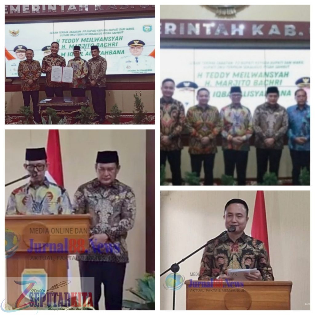 Pemerintah Kab.Oku Gelar Acara Serah Terima Jabatan PJ.Bupati Oku Kepada Bupati dan Wakil Bupati Terpilih Di Ruang Abdi Praja Pemkab Oku