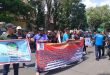 lamongan.Ratusan anggota lembaga swadaya masyarakat (LSM) tergabung aliansi alam bersatu .gelar aksi unjuk rasa.