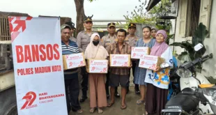 Polres Madiun Kota Sapa Warga Terdampak Penggusuran Lewat Aksi Kemanusiaan Jelang Hari Bhayangkara ke-79