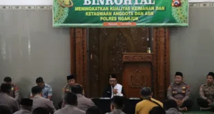 Tingkatkan Ketakwaan, Polres Nganjuk Gelar Binrohtal di Masjid Al-Ikhlas