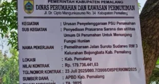 CV. Cipta Jaya Dinilai Asal Pasang Papan Proyek Pemeliharaan Jalan di PEMALANG