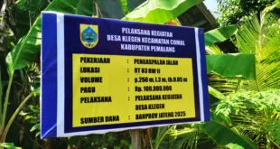 Desa Klegen Tegaskan Transparansi, Papan Proyek Pengaspalan Sudah Terpasang.