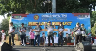 Kapolres Nganjuk Hadiri Bakti Sosial dan Olahraga Bersama Peringati HUT TNI ke-80