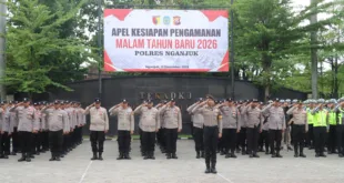 Polres Nganjuk Gelar Apel Kesiapan Pengamanan Malam Tahun Baru 2026, Ratusan Personel Gabungan Disiagakan