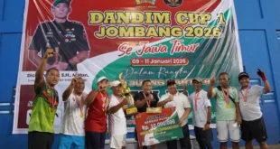 Kodim 0814/Jombang Tutup Turnamen Tenis Lapangan Piala Dandim Cup I Tahun 2026 Se Jawa Timur