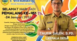 Pemerintah Desa Cawet Mengucapkan Selamat Hari Jadi Kabupaten Pemalang ke-451,